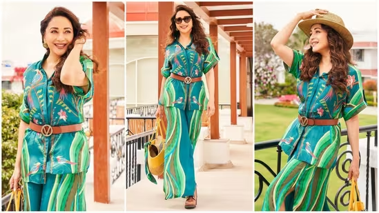 Madhuri Dixit slays the jungle-inspired look in a chic green printed outfit.