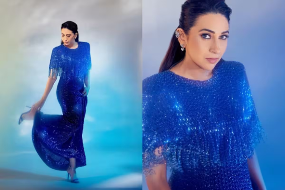 Karisma Kapoor Dazzles in Stunning Blue Fringe Embellished Gown