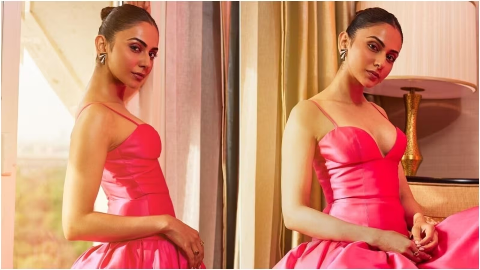  Rakul Preet Singh Stuns in a Hot Pink Plunge-Neck Gown, Leaving Fans Drooling 