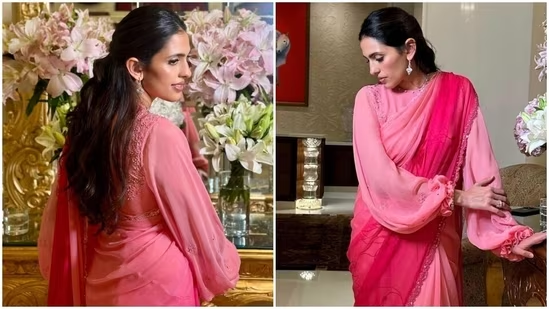 Shloka Ambani Impresses the Internet in Manish Malhotra's Retro Blouse and Pink Ombré Chiffon Saree