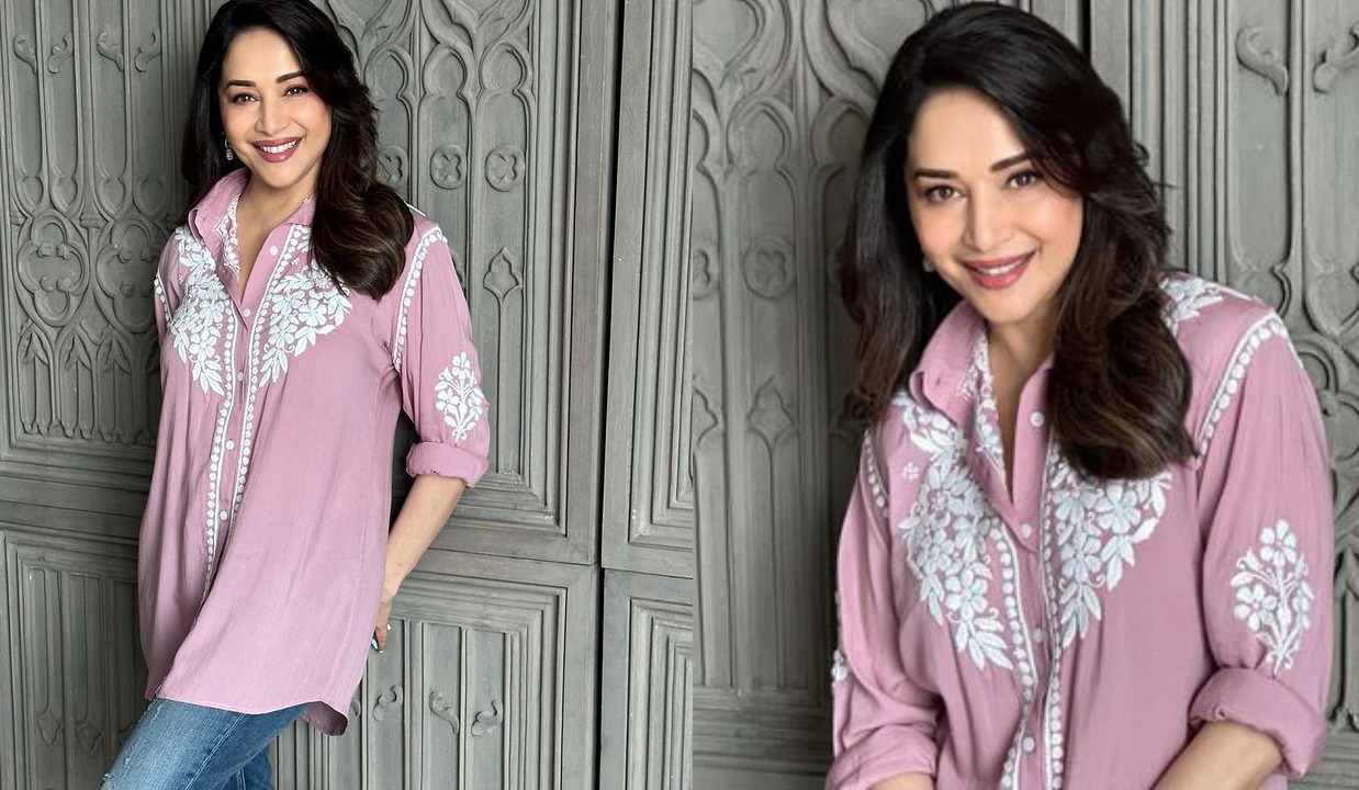 Madhuri Dixit Sets a New Trend in Casual Fashion with a Pastel Pink Kurti and Ripped Jeans